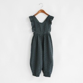 刺繍肩フリルサロペット