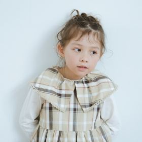 【おそろい】チェック襟付き長袖Tシャツ