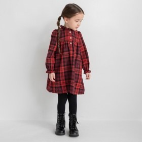 チェック柄胸切替ワンピース