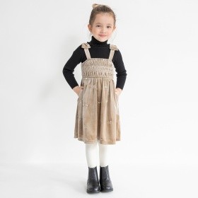 【プチレディ】花柄刺しゅうベロアジャンパースカート