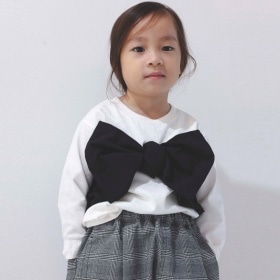 【b.+A】金子綾/リボンドッキング長袖Tシャツ