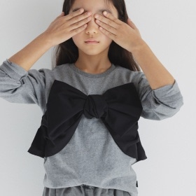 【b.+A】金子綾/リボンドッキング長袖Tシャツ