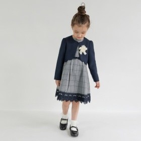 【フォーマル】ジャケット＋グレンチェックジャカードワンピース＋コサージュ　３点セット_(クーポン対象外)