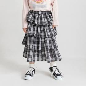 チェックティアードロングスカート
