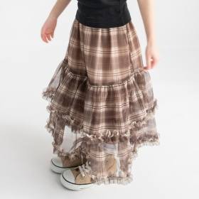 チェックチューフリルティアードスカート