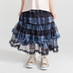 チェックチューフリルティアードスカート