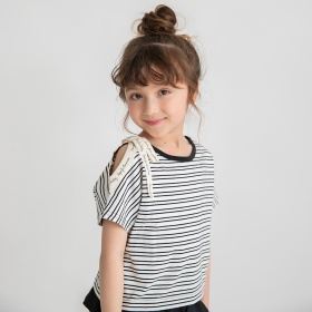 ロゴテープリボン肩あきTシャツ