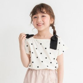 肩リボン半袖Tシャツ