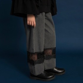 【WEB限定】レース切替ライトオンスデニムパンツ