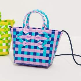 カラフルテープ編みバッグ