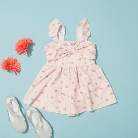 【水着】リボンアクセント総柄ワンピース