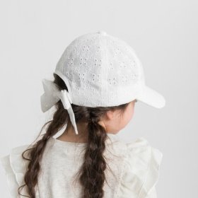 カットワークレースリボンキャップ