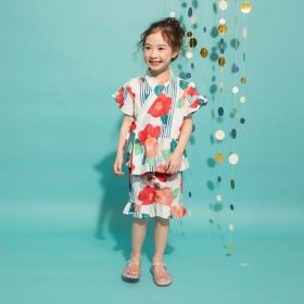 【WEB先行】【キッズ】フリル甚平