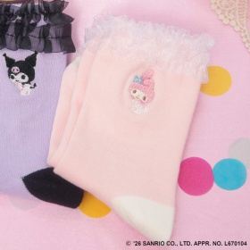 【サンリオキャラクターズ】ワンポイント刺しゅうチュールフリルソックス