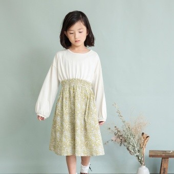 【DRC/お肌に嬉しい綿100％】ドッキング長袖ワンピース