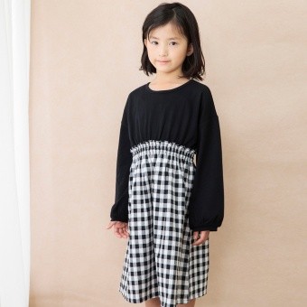 【DRC/お肌に嬉しい綿100％】ドッキング長袖ワンピース