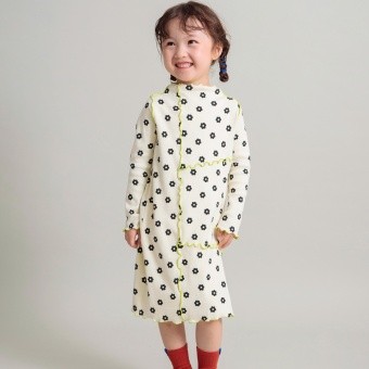 【DRC】配色メロウ長袖リブワンピース