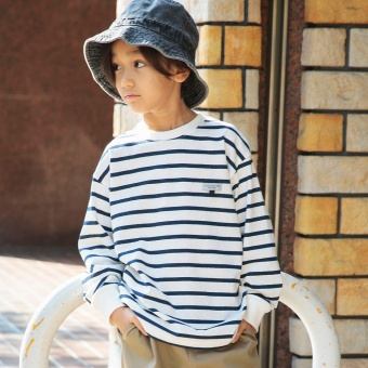 【DRC/お肌に嬉しい綿100％】名札通しループ付きボーダー長袖Tシャツ(WEB限定)