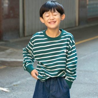 【DRC/お肌に嬉しい綿100％】名札通しループ付きボーダー長袖Tシャツ(WEB限定)