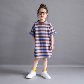 【WEB限定/DRC】ボーダー半袖ワンピース