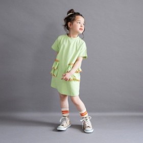 【WEB限定/DRC】配色メロウフリル半袖ワンピース