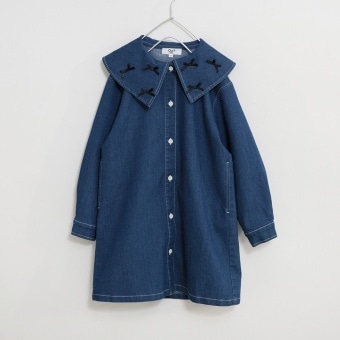 【Ou? by EDWIN】デニムリボンモチーフ襟ワンピース_(クーポン対象外)
