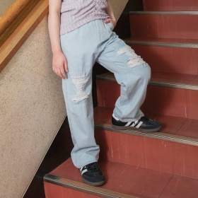 【Ou? by EDWIN】クラッシュレースデニムパンツ_(クーポン対象外)