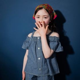 【Ou? by EDWIN】肩あきデニムトップス