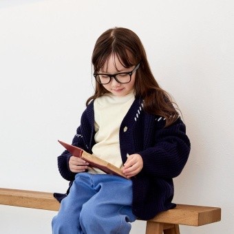 配色ハンドステッチ ニットカーディガン