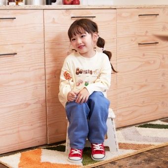 スイーツ / アニマル(犬/猫) プリント ロゴ スパンフライス長袖Tシャツ