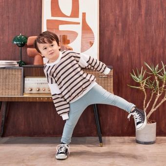 袖切替フロントポケット ボーダー長袖Tシャツ