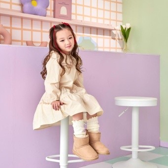 2段ティアード 配色フリルビックカラーワンピース