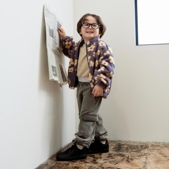 花柄ボア/フリース スタンドカラージャケット