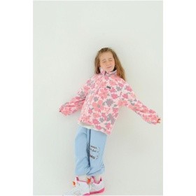 【ピーチーズ】ジュニア ワッペンつき花柄フリースジャケット