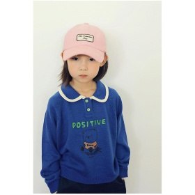 【ピーチーズ】くまプリント パイピング襟ニット