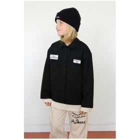 【ピーチーズ】ジュニア フロントポケット ワッペンつきワーク長袖シャツ