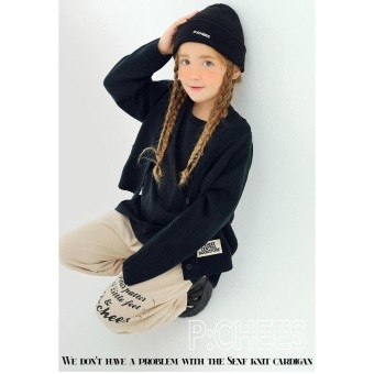 【ピーチーズ】裾ワッペンVネックカーディガン