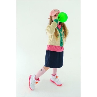 【ピーチーズ】ビックワッペンつき バイカラー ニットカーディガン