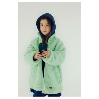 【ピーチーズ】ジュニア パステル ボアフリースロングジャケット