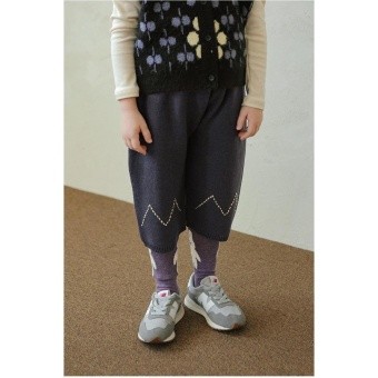 【ビエンナビエン】裾ハンドステッチ クロップド丈ニットパンツ