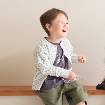 【aBity select./アビティセレクト】【ワッフルシリーズ】配色 小花柄カーディガン