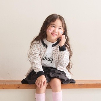 【aBity select./アビティセレクト】【ワッフルシリーズ】配色 小花柄カーディガン