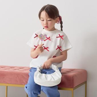 【aBity select./アビティセレクト】【ワッフルシリーズ】サテンリボン半袖Ｔシャツ