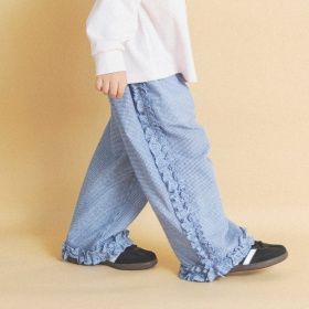 【aBity select./アビティセレクト】ギンガム・小花柄フリルロングパンツ
