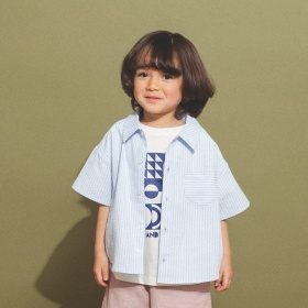 【aBity select./アビティセレクト】ハートポケットストライプ半袖シャツ