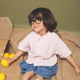 【aBity select./アビティセレクト】ハートポケットストライプ半袖シャツ