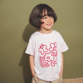 【aBity select./アビティセレクト】ニュアンスフラワープリント半袖Tシャツ