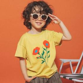 【aBity select./アビティセレクト】サガラ刺繍フラワー半袖Tシャツ