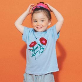 【aBity select./アビティセレクト】サガラ刺繍フラワー半袖Tシャツ