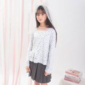 【WEB限定/MELLOW-LY】裾ティアードレイヤード風ロンT